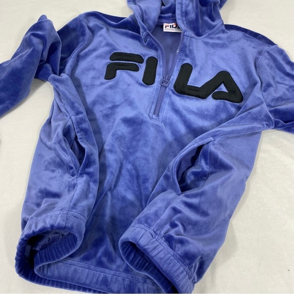 Fila Half Zip Velvet Hoodie Sweatshirt Blue Sz Small Athletic Active Athleisure - Picture 6 of 9